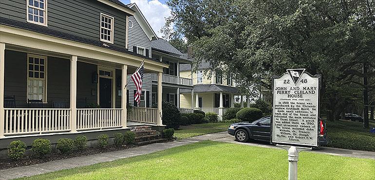 A house built in 1737 whose owner has been told it has never flooded is seen in Georgetown, South Carolina, on Monday, Sept. 24, 2018. The house’s luck may run out as officials predict record flooding from Hurricane Florence. (Associated Press/Jeffrey Collins)