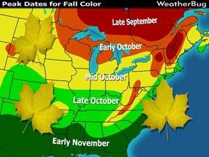 Climatological peak dates for autumn colors.