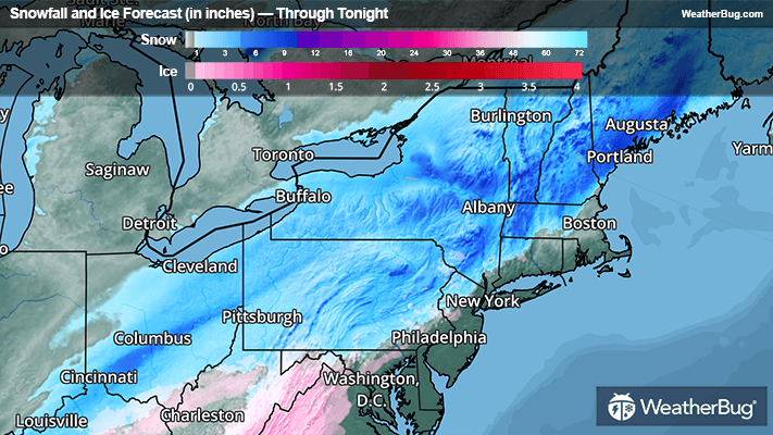 Snow and Ice Forecast Through Tonight