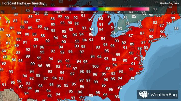 Tuesday's High Temperatures