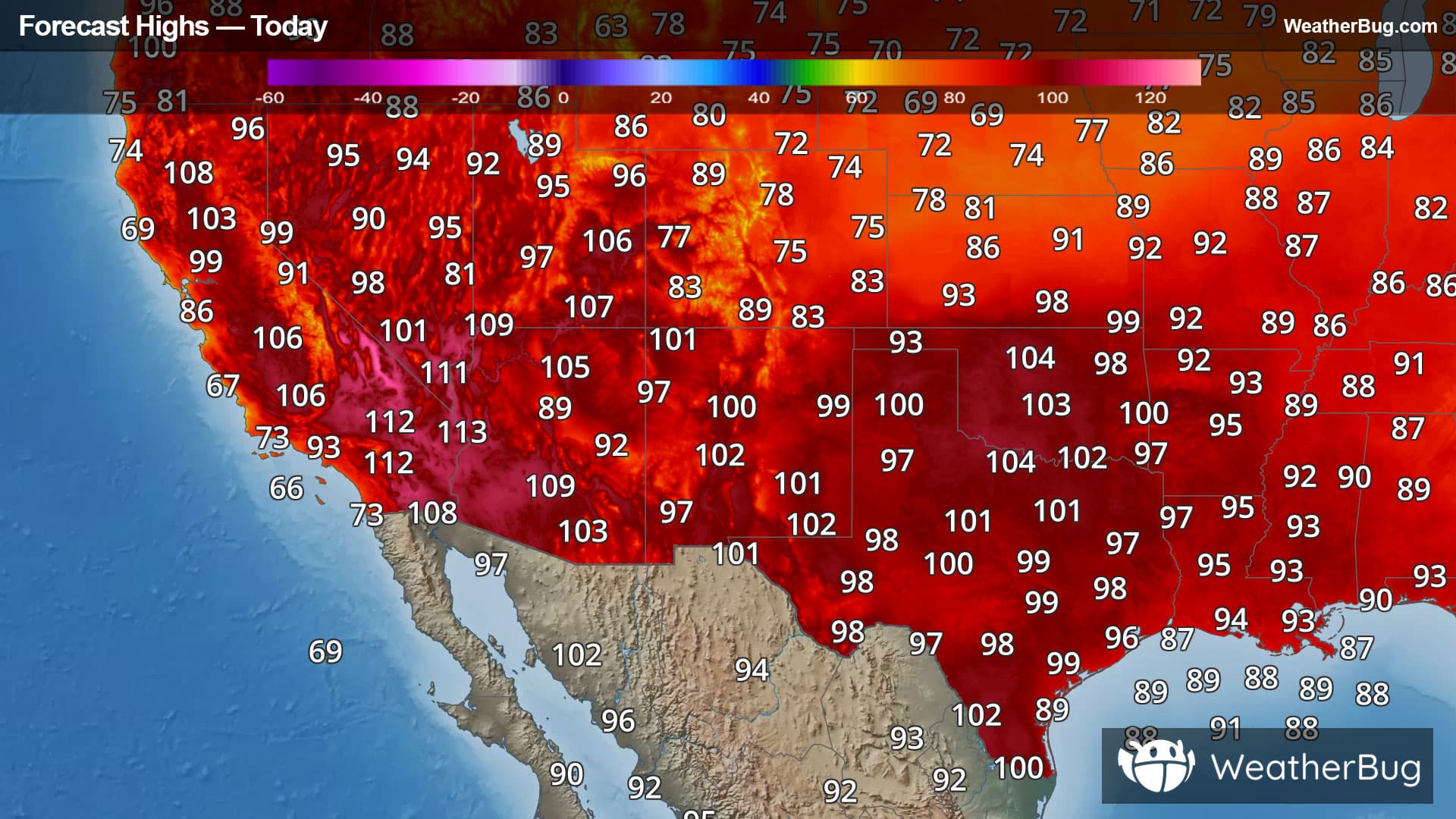 Today's High Temperatures