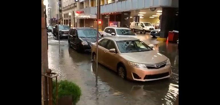 A street in New Orleans is flooded.