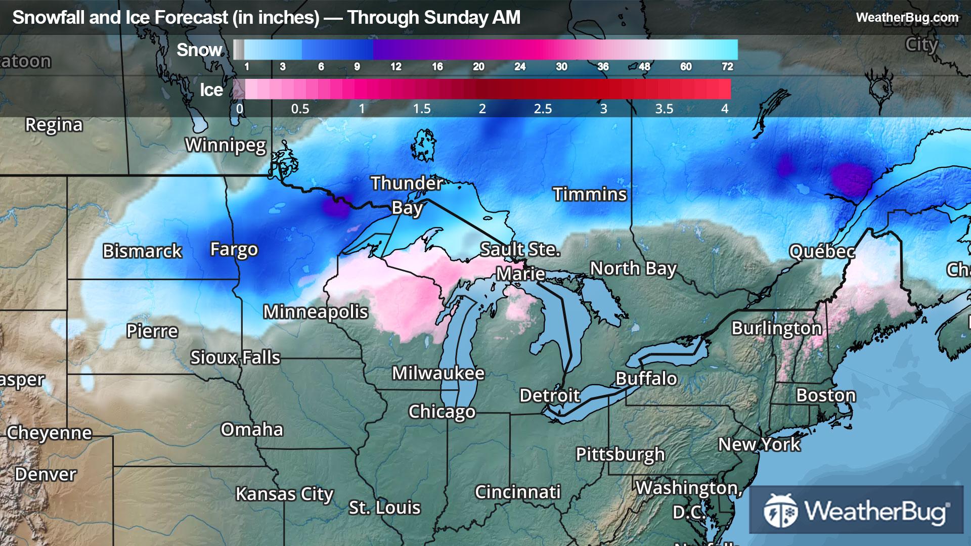 Snowfall Forecast Through Sunday Morning