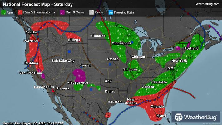 Saturday's Weather Outlook