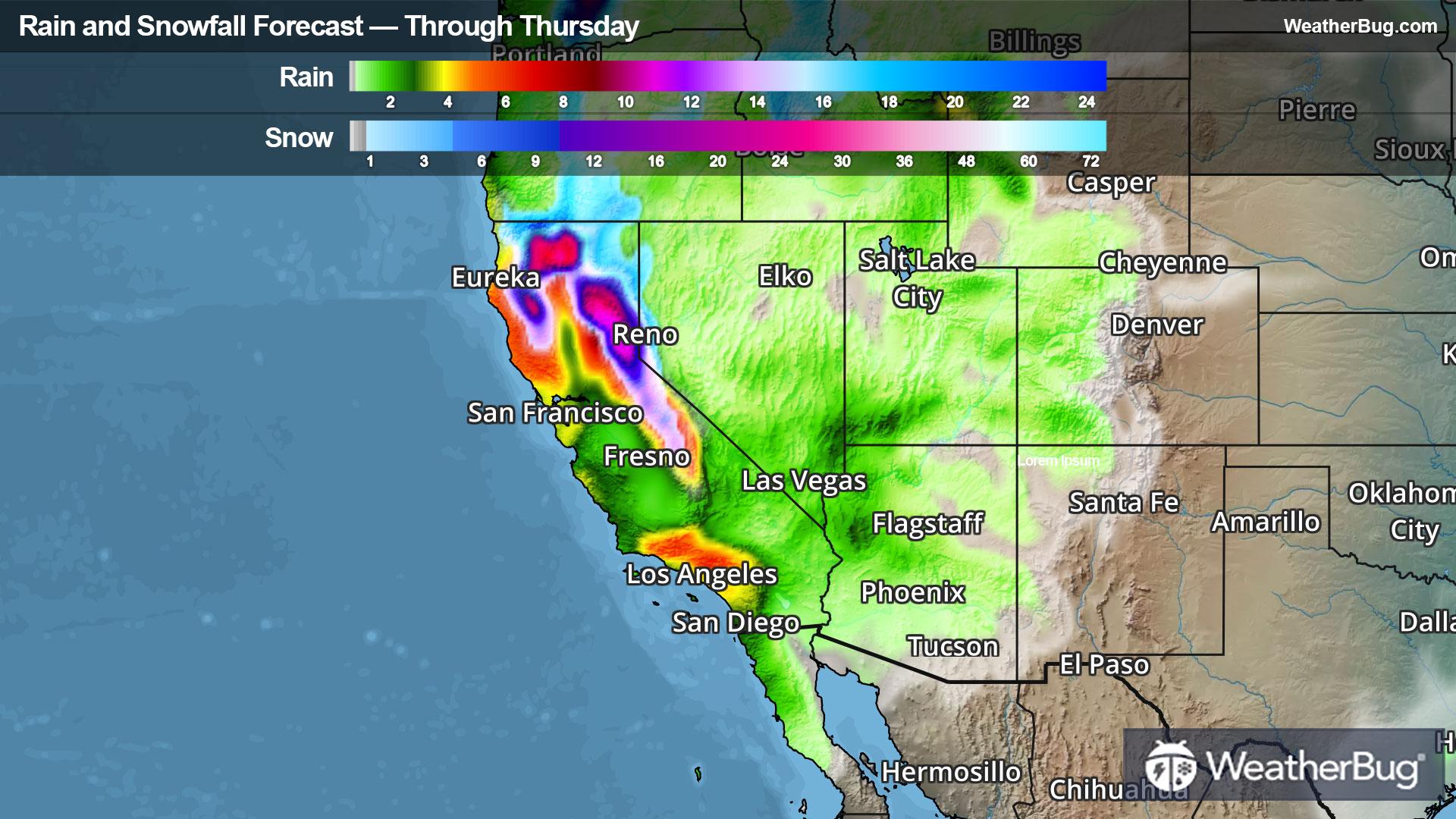 Rain and Snow Totals Through Christmas