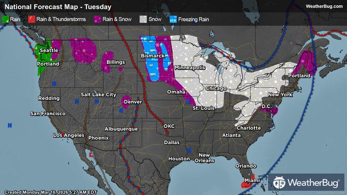Tuesday's Weather Outlook