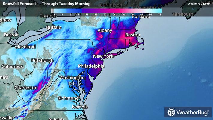 Snow Forecast through Tuesday Morning