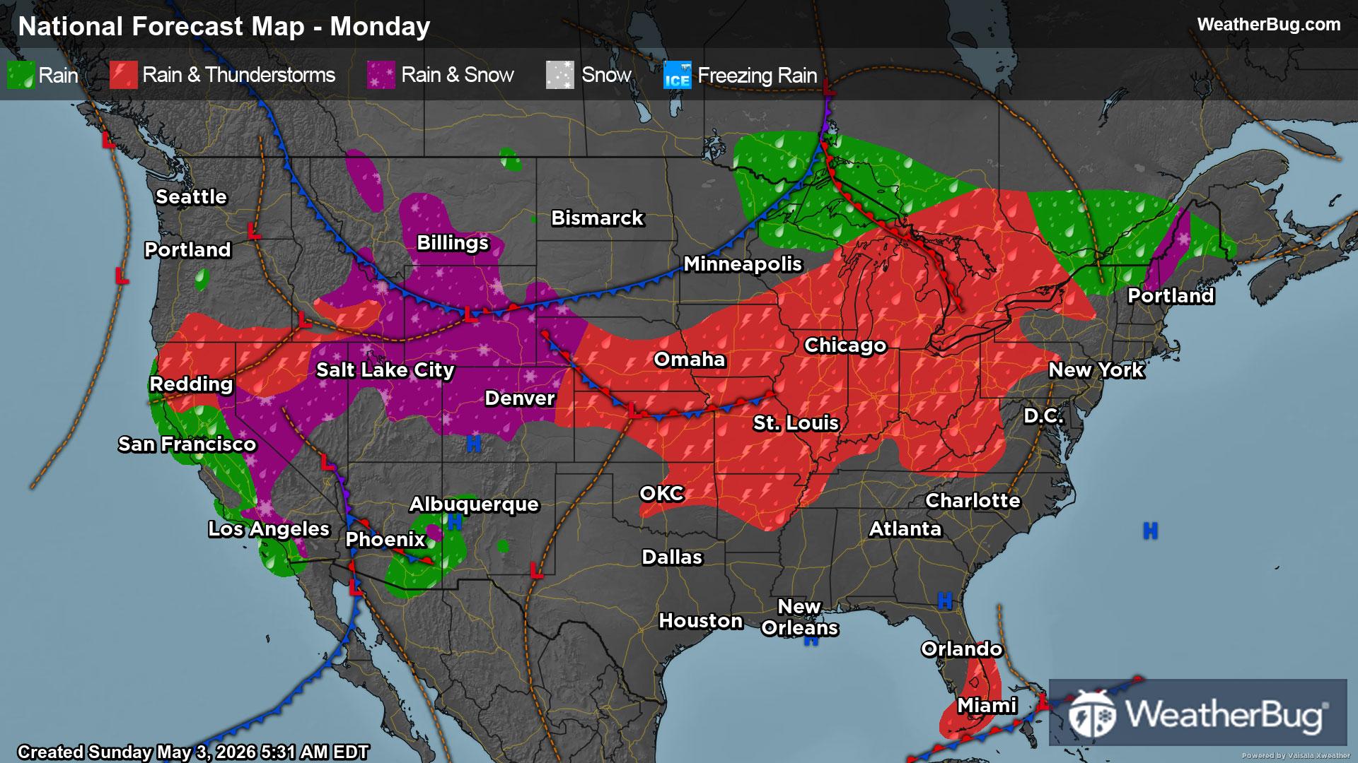 Monday's Weather Outlook