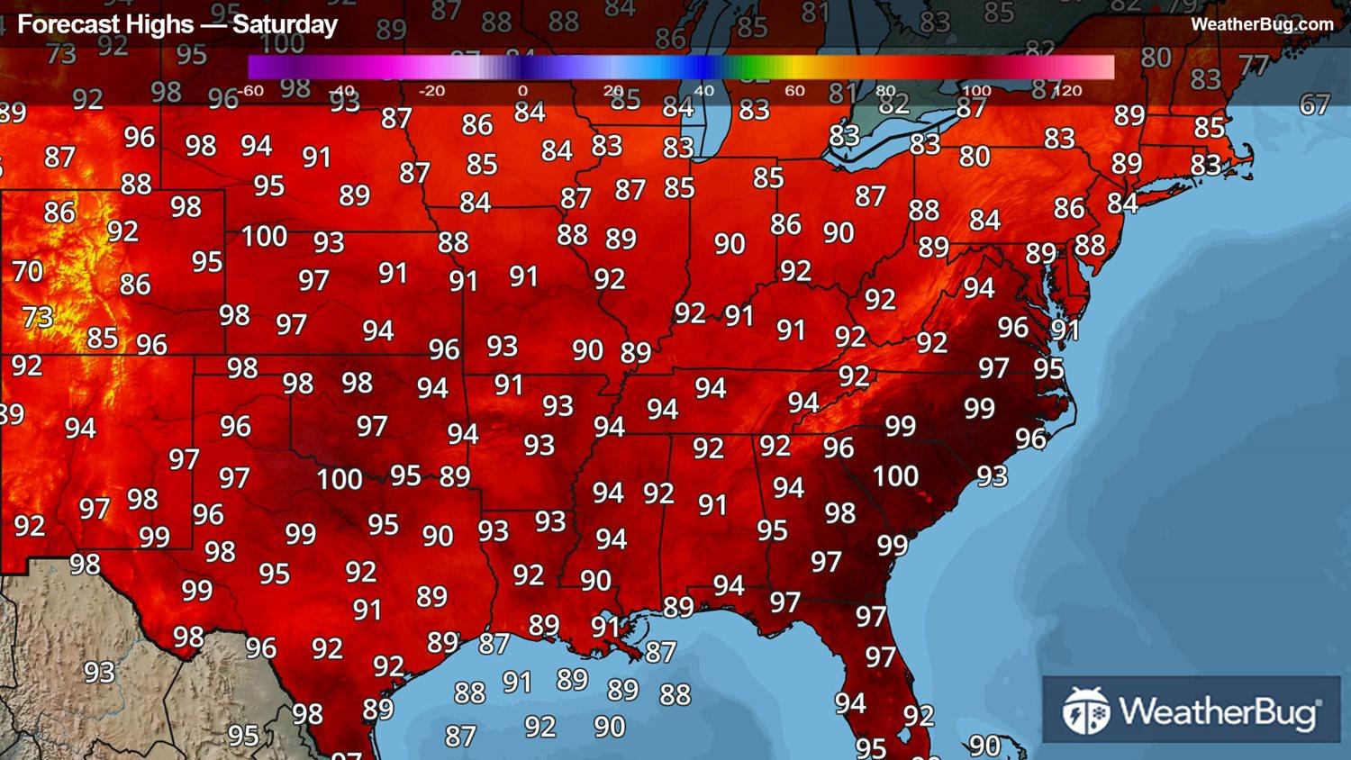 Saturday's High Temperature Outlook