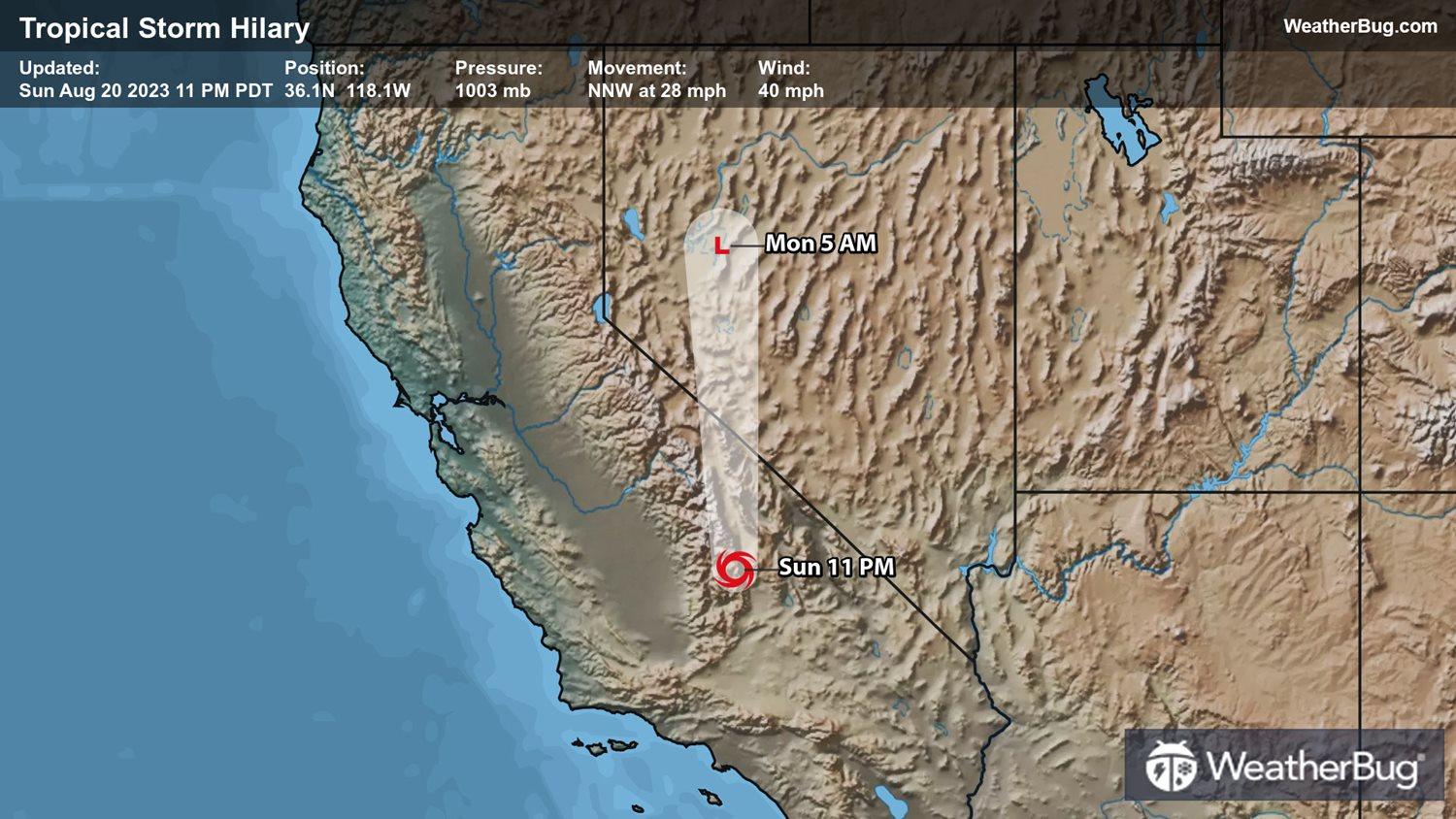 Tropical Storm Hilary's Latest Forecast Track