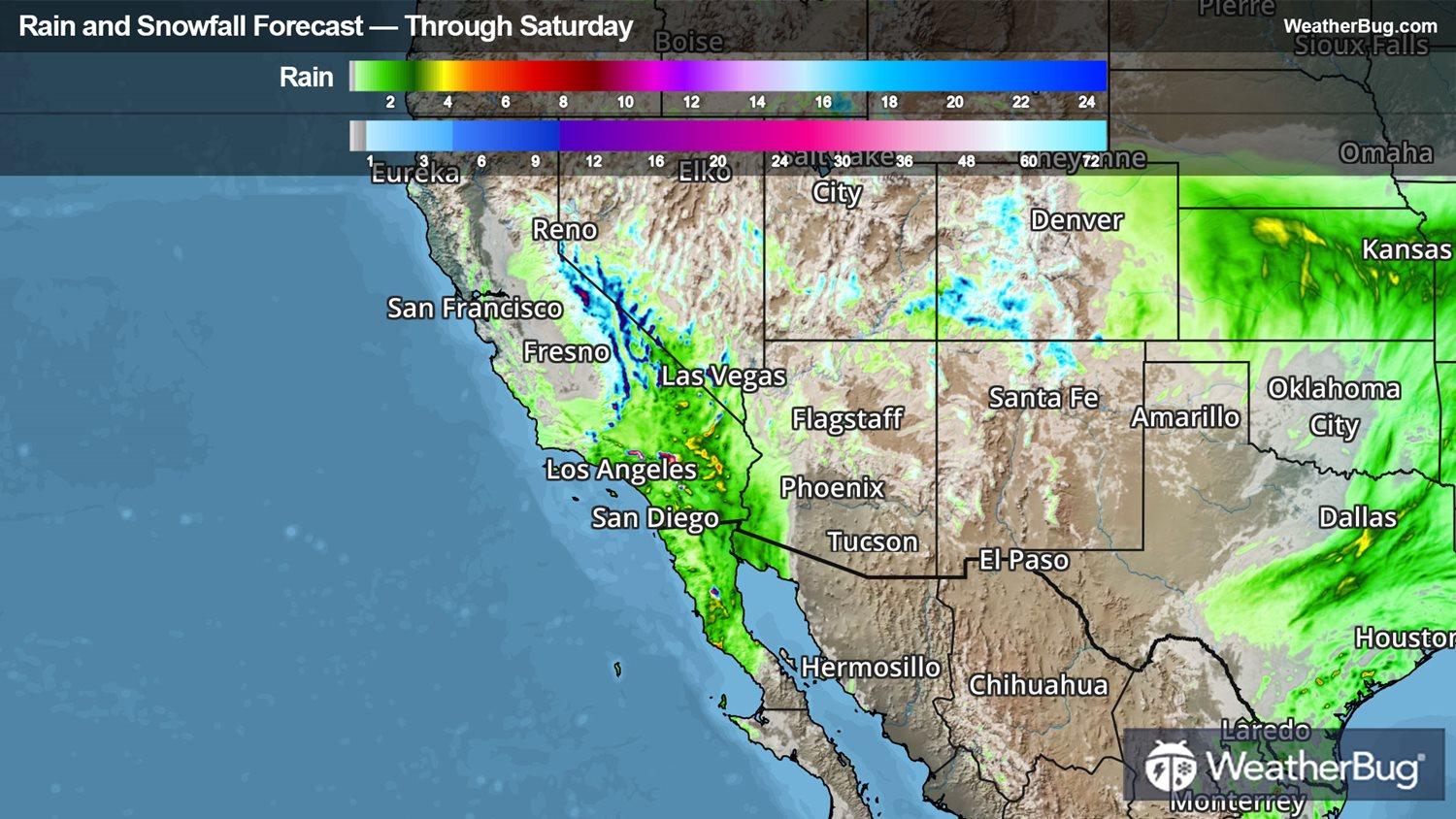 Rain and Snowfall Forecast Through Saturday