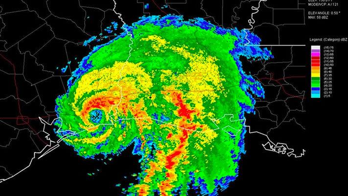 Radar imagery of Hurricane Humberto making landfall in High Island, Texas, on September 13, 2007 (NOAA Photo Library/NWS Lake Charles).