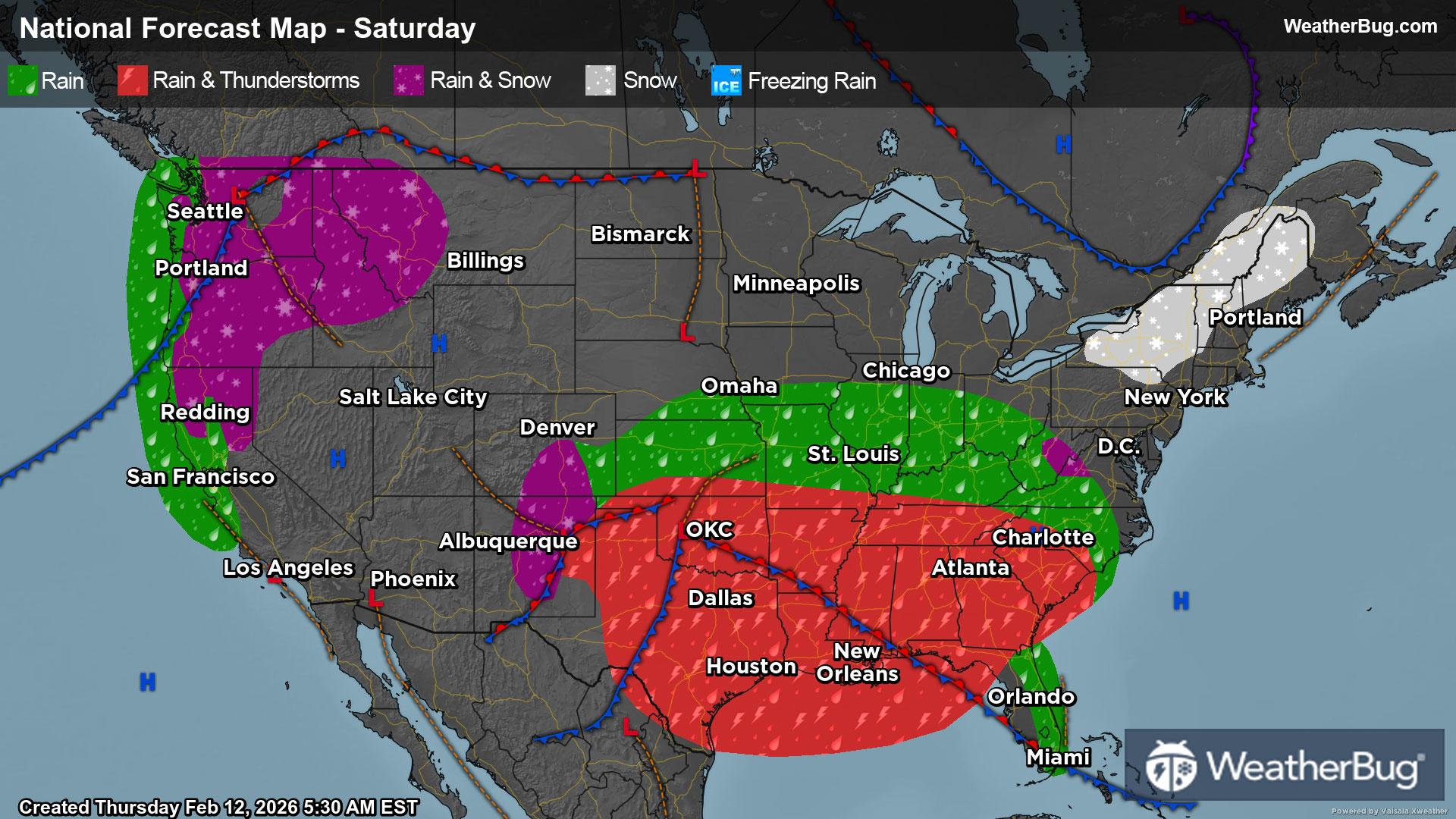 Saturday's Weather Outlook
