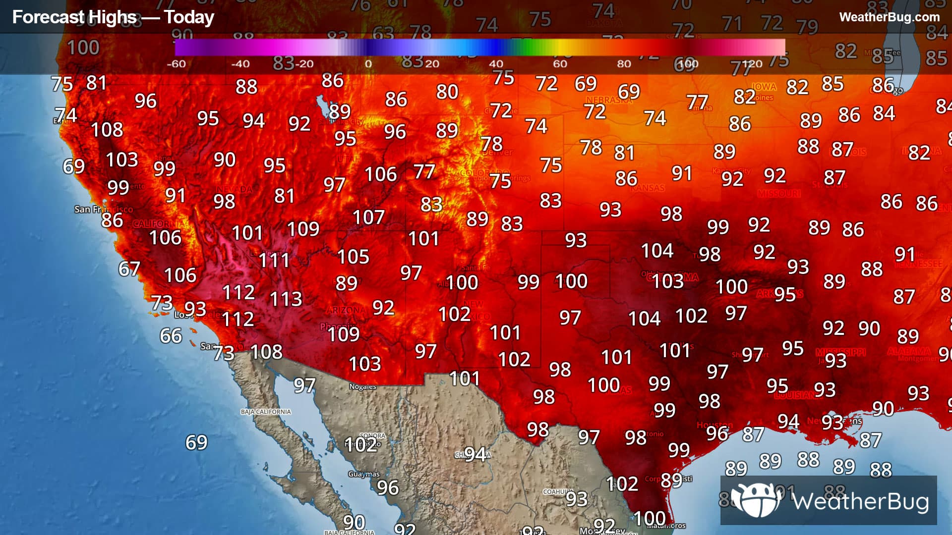 Today's High Temperatures