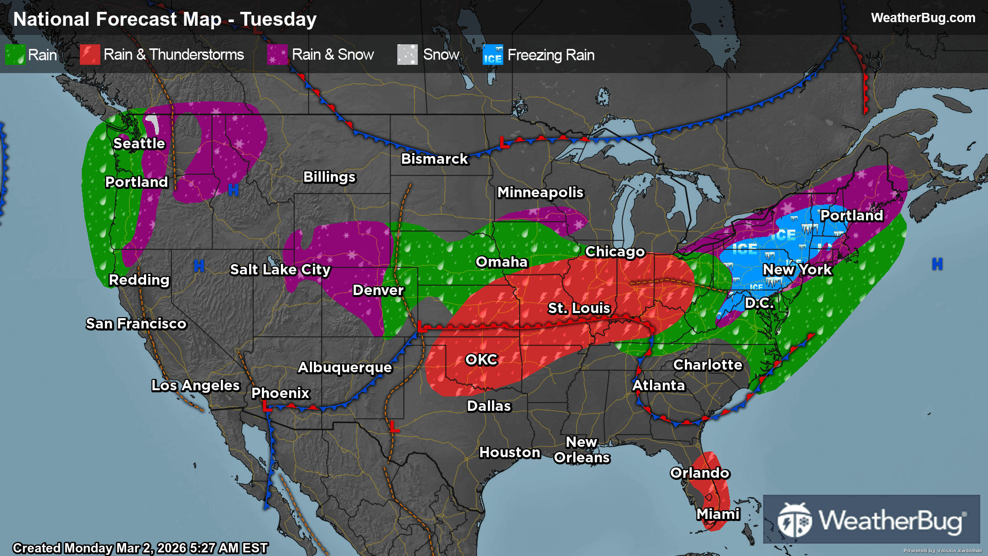 Tuesday's Weather Outlook
