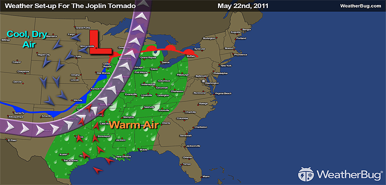 Satellite imagery of the supercell over Joplin, Mo.