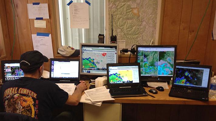The set-up for an IMET who is keeping tabs on the weather at a fire incident via NWS