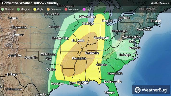 Sunday's Severe Weather Outlook