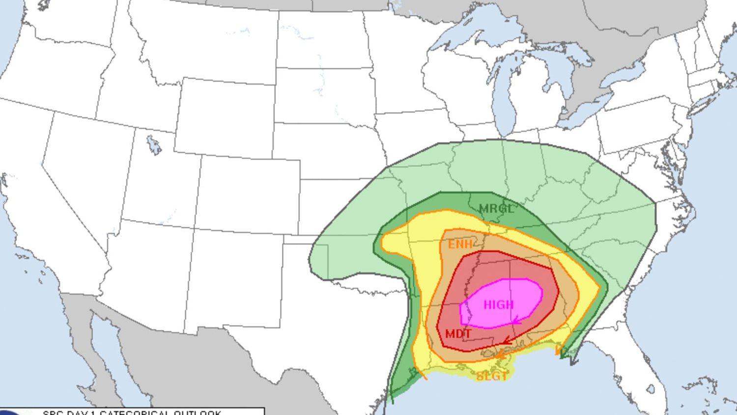 A High Risk was issued on March 17, 2021 by the SPC for much of the Mid-South (spc.noaa.gov).