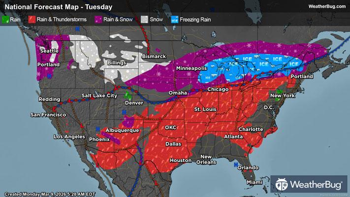 Tuesday's Weather Outlook