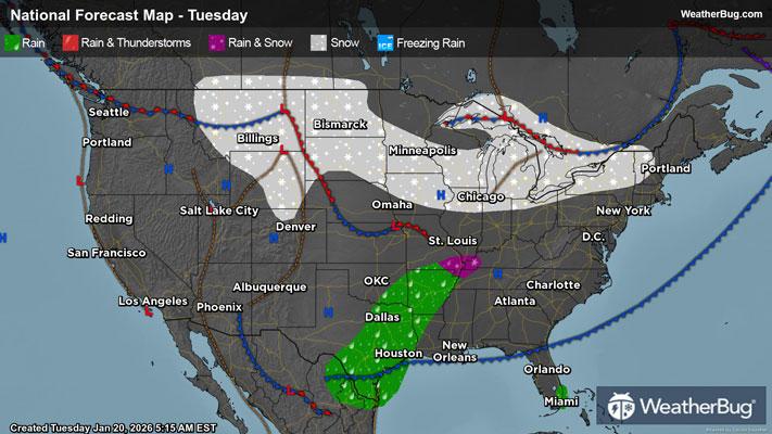 Tuesday's Weather Outlook