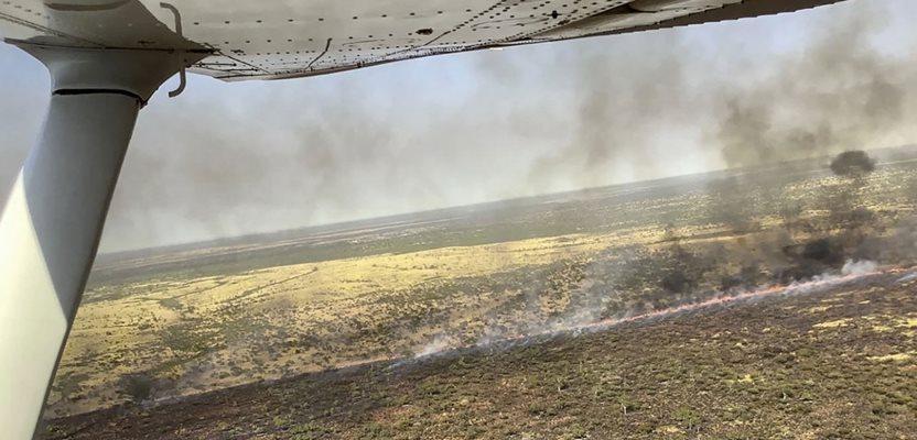 A large bushfire burns in the Outback of Australia near Tennant Creek in the Northern Territory, Wednesday, Sept. 13, 2023. (Bushfires NT via AP)