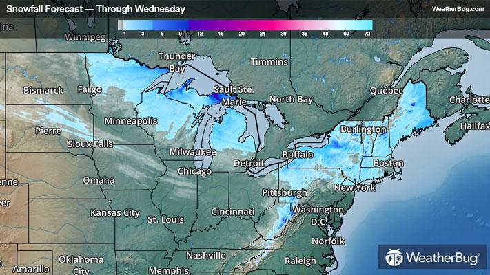 Snow Forecast Through Wednesday
