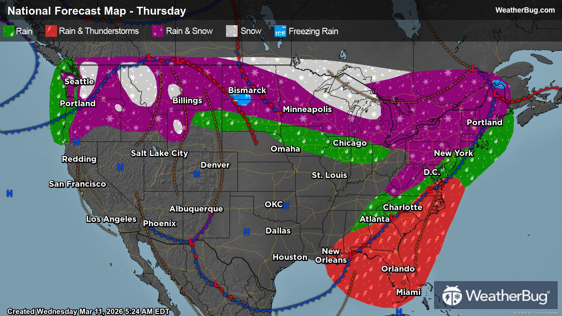 Thursday's Weather Outlook