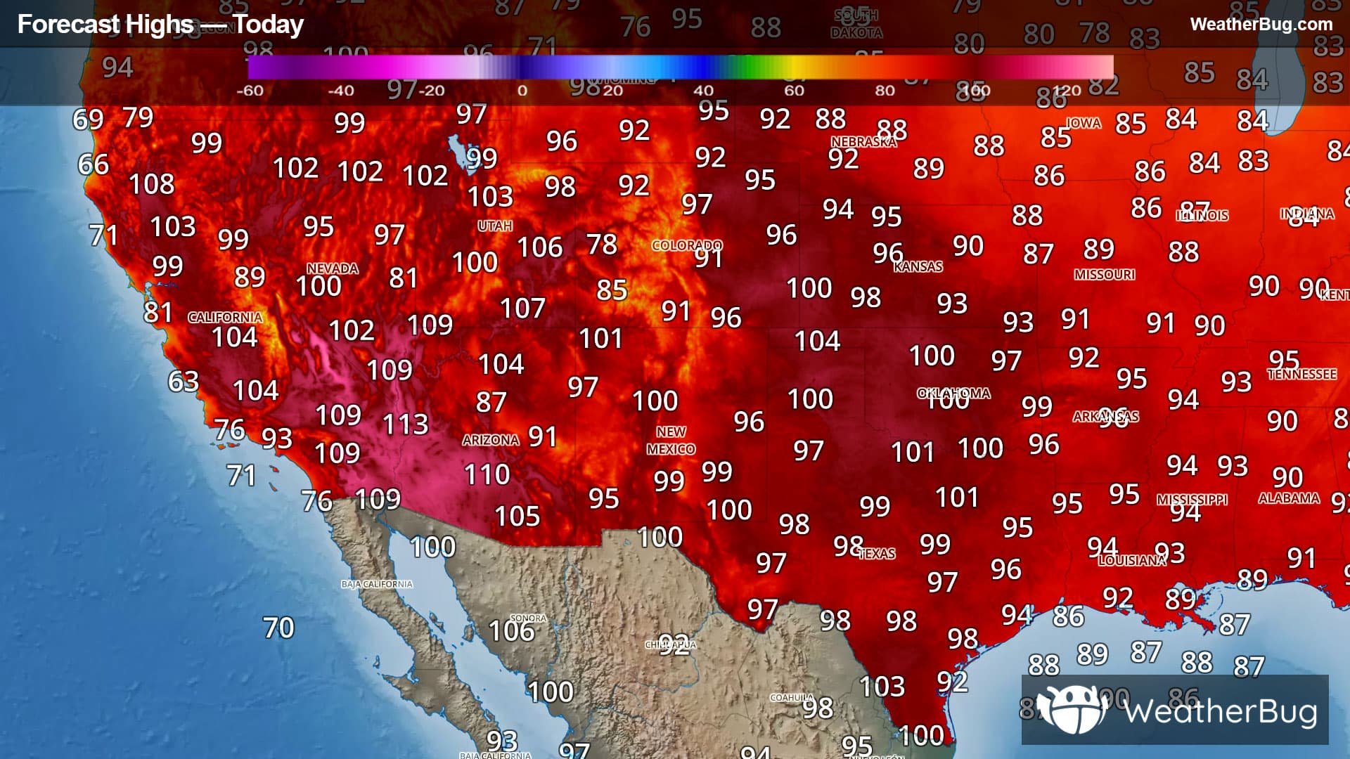 Today's High Temperatures