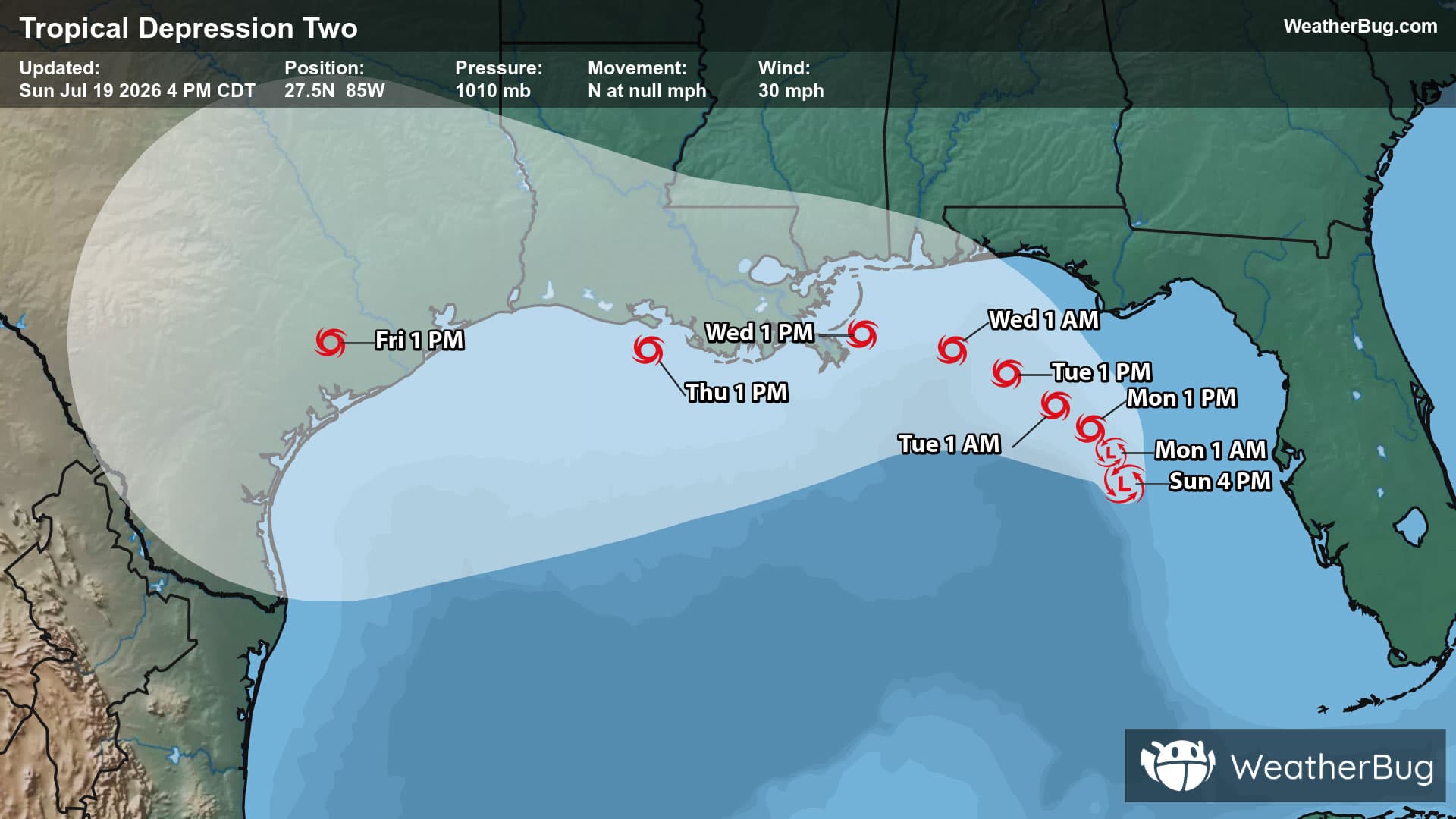 Tropical Depression Two's Forecast Track