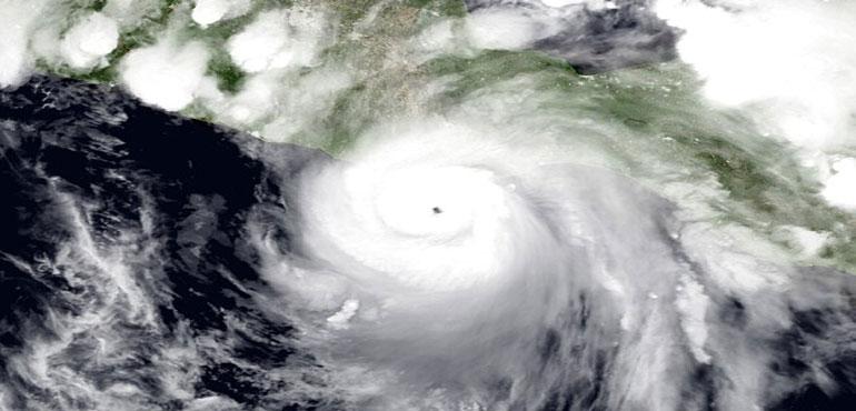Hurricane Erick at its peak intensity before making landfall on Guerrero, Mexico on June 19, 2025 (NOAA/Wikimedia Commons)