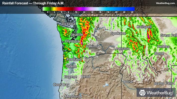 Rainfall Forecast for Northwest through Friday A.M.