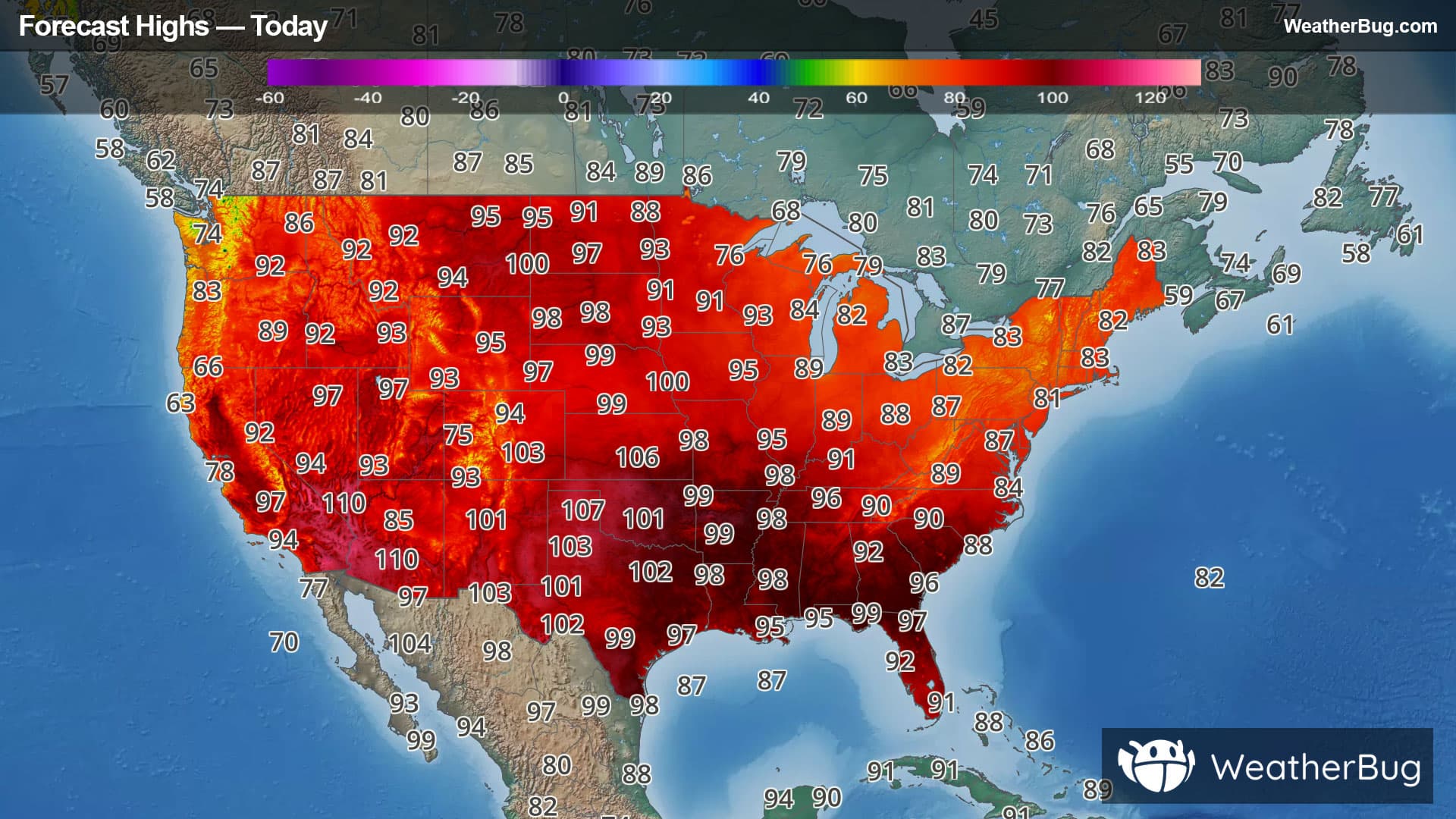 Today's High Temperatures