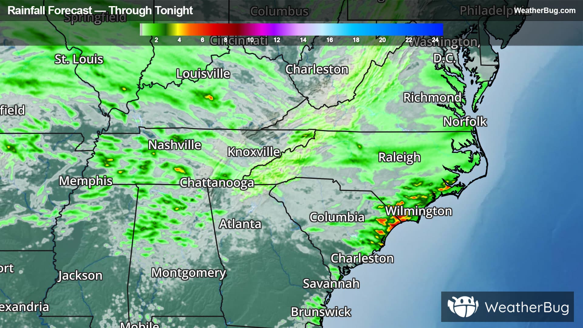 Rain Totals Through Tonight