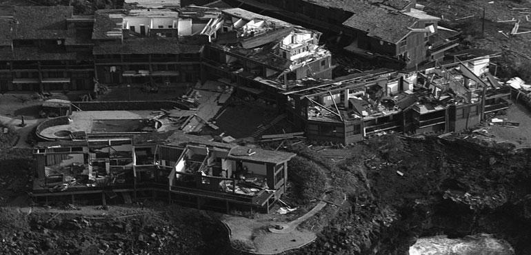 Aerial view of destruction from Hurricane Iwa