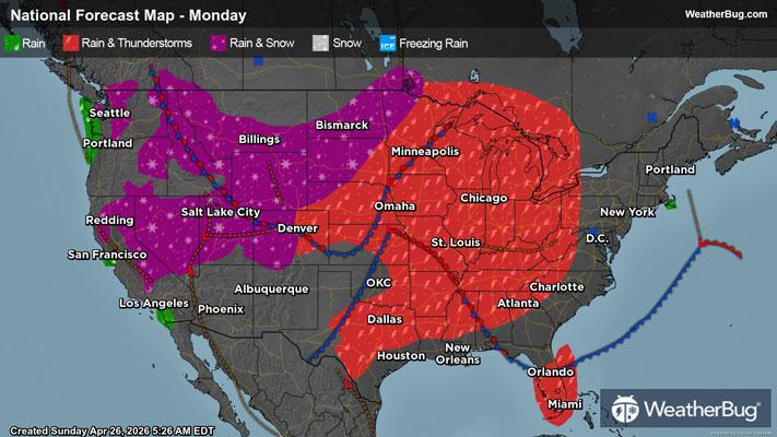 Monday's Weather Outlook