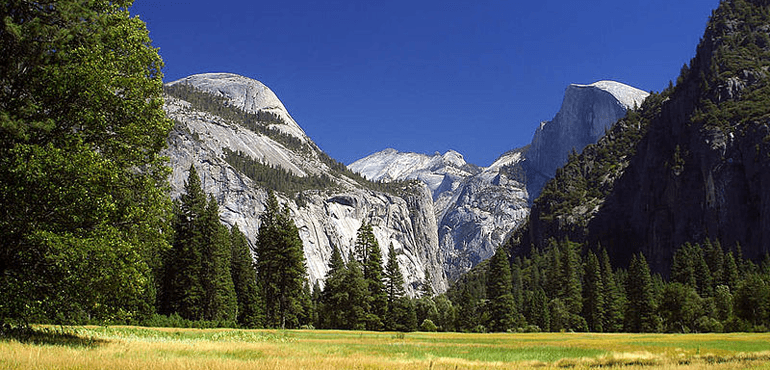 Yosemite Valley with Half Dome in the distance (Jon Sullivan, Wikimedia Commons)