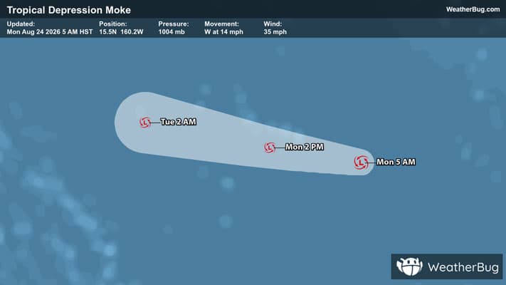 Forecast Track of Tropical Depression Moke