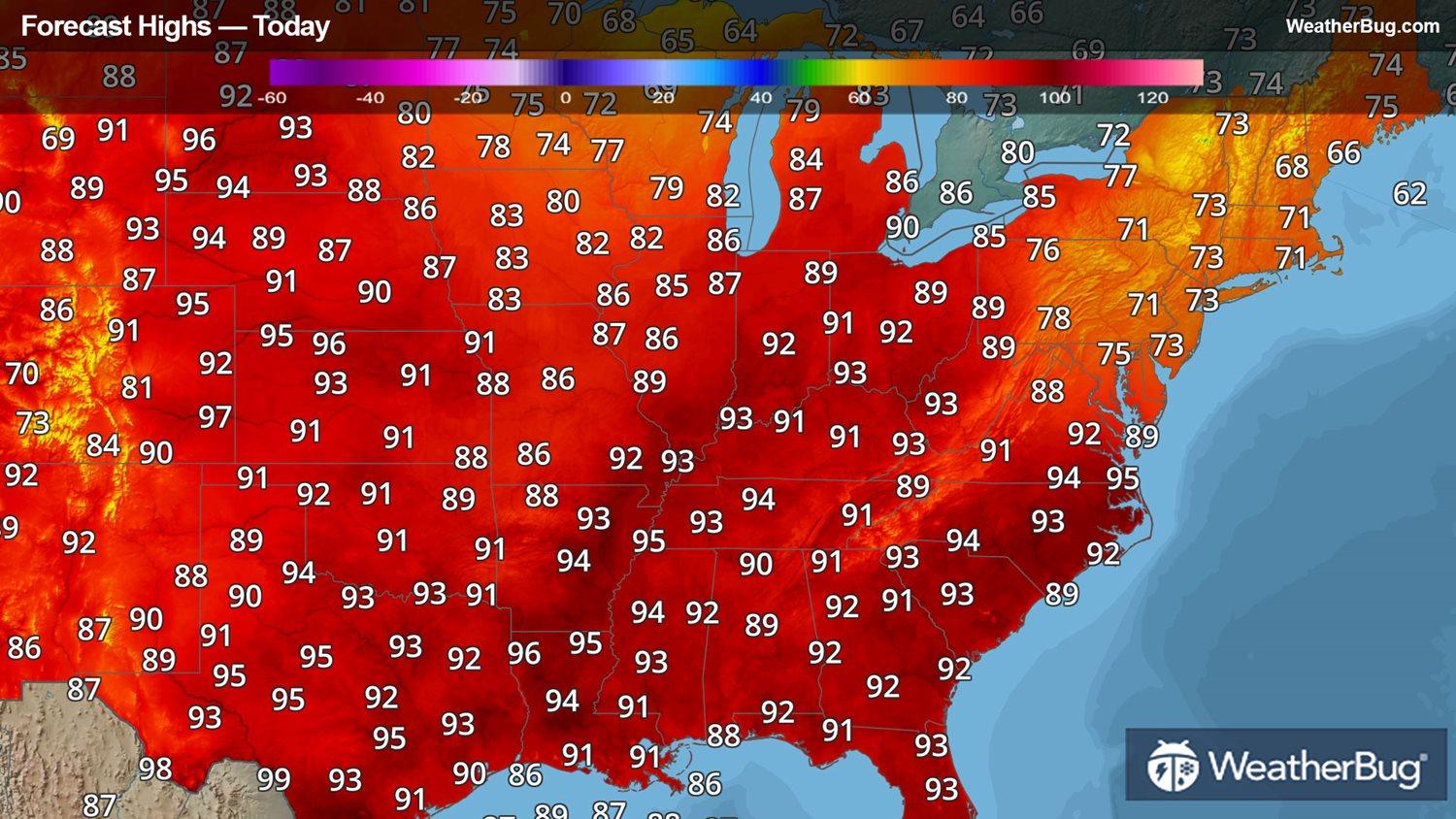 Today's Forecast High Temperatures