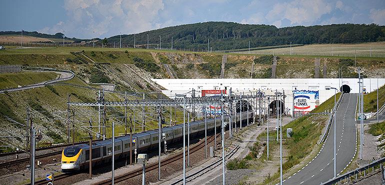 A Eurostar exits the French side of the Channel Tunnel (Florian Fèvre via Wikimedia Commons)