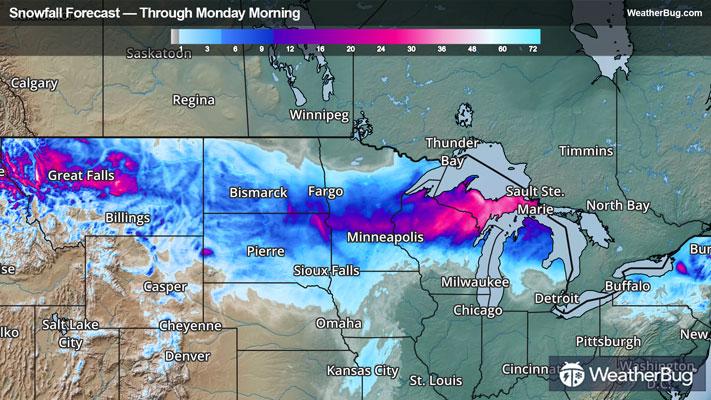 Snowfall Forecast Through Monday Morning