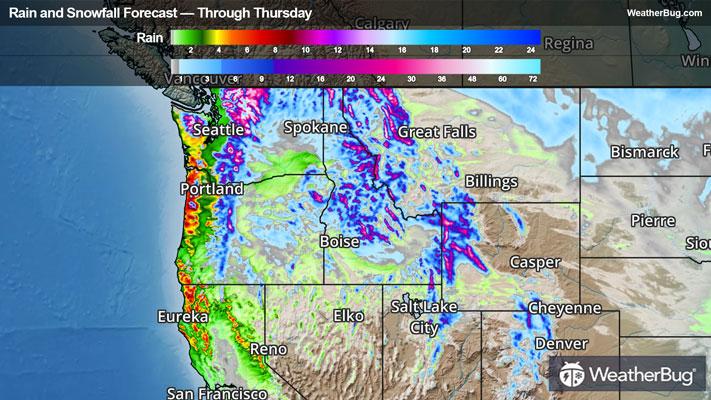 Rainfall and Snowfall Totals Through Thursday