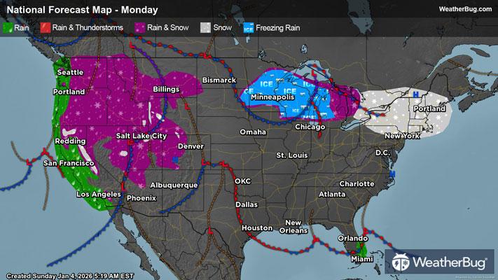 Monday's Weather Outlook
