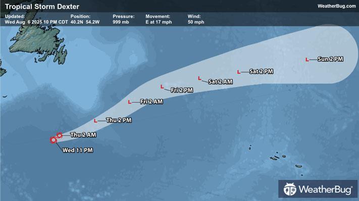 Tropical Storm Dexter Forecast Track