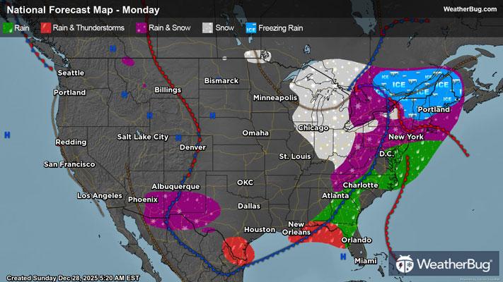 Monday's Weather Outlook