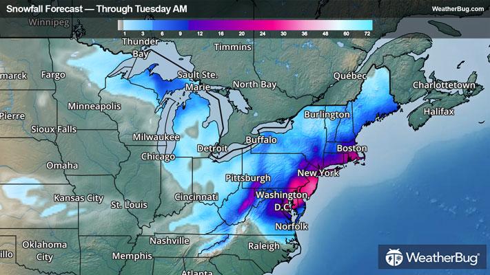 Snow Forecast through Tuesday Morning