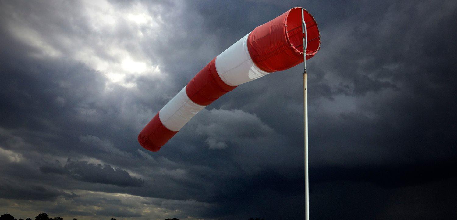 Windsock in a storm via Shutterstock