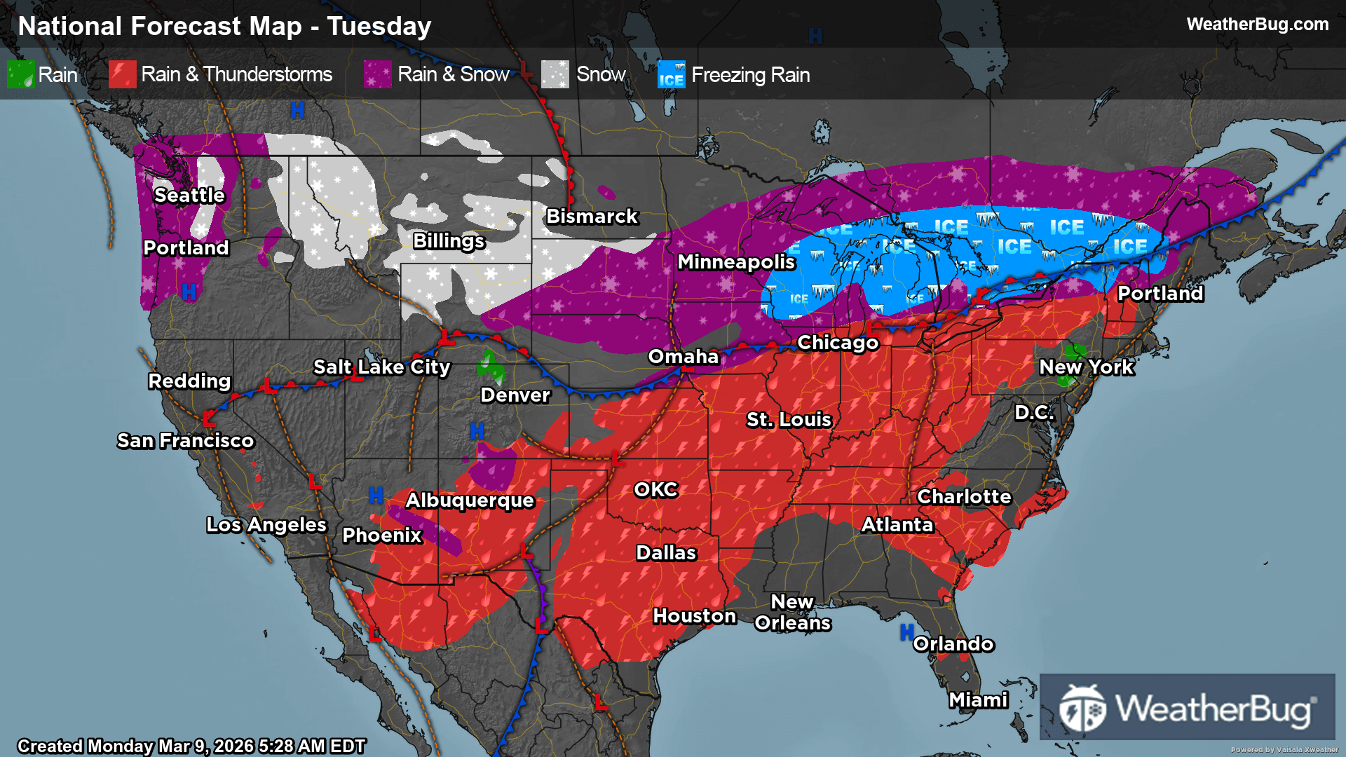 Tuesday's Weather Outlook