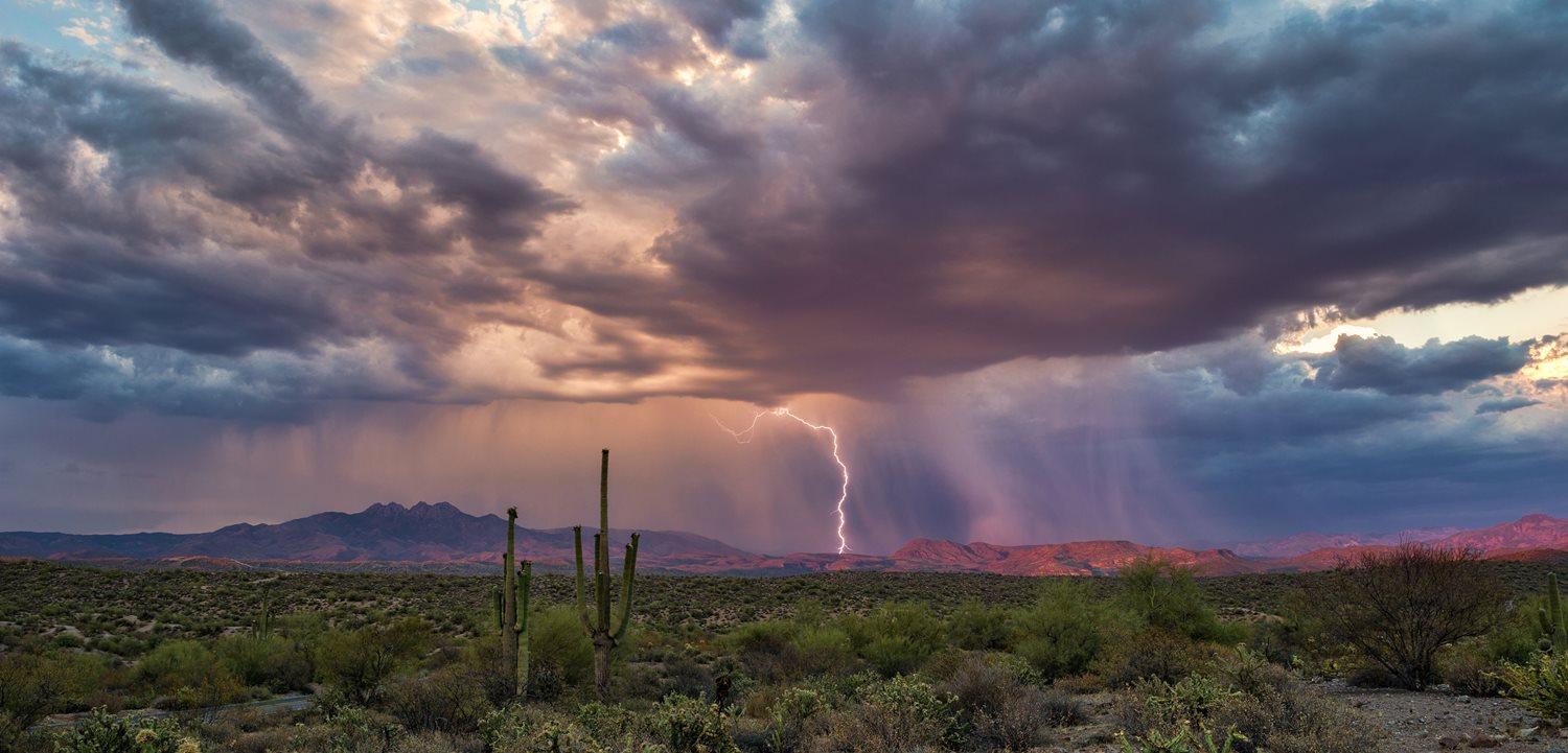 Monsoon thunderstorm with lightning. (John D Sirlin via Shutterstock)