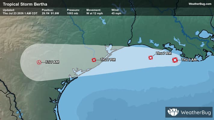 Tropical Storm Bertha's Forecast Track